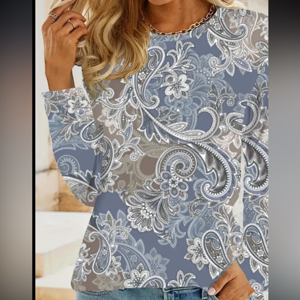Blue Paisley Women's Sweater